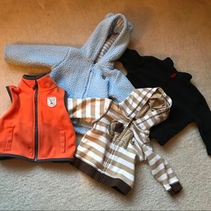 Carter’s boys hoodies, fleece, vest - 6 months
